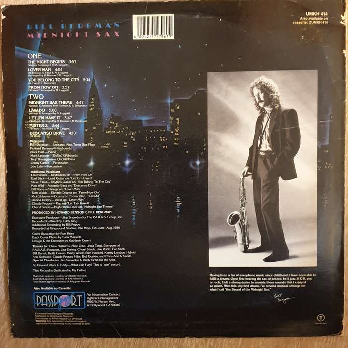 Bill Bergman - Midnight Sax - Vinyl LP Record - Very-Good+ Quality (VG+)