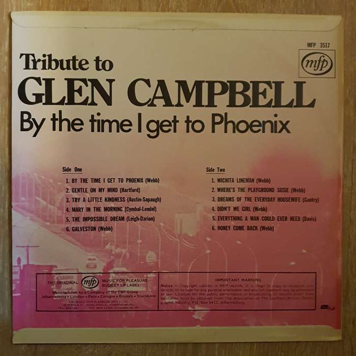 Tribute to Glen Campbell - By The Time I Get To Phoenix -  Vinyl LP Record - Very-Good+ Quality (...