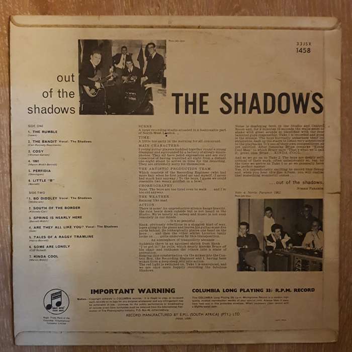 The Shadows - Out Of The Shadows -  Vinyl Record - Opened  - Very-Good- Quality (VG-)