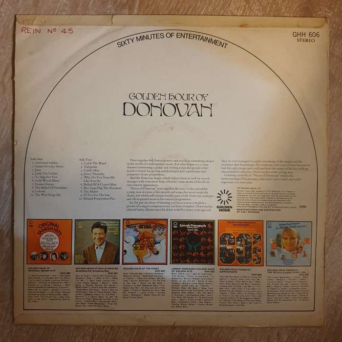 Donovan - Golden Hour Of Donovan - Vinyl LP Record - Opened  - Good Quality (G)