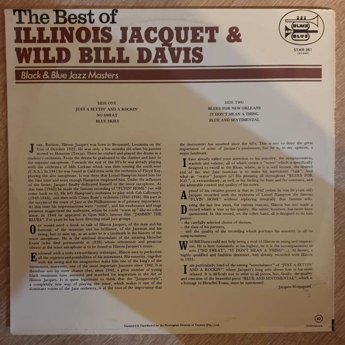 Illinois Jacquet  Best of Illinois Jacquet With Wild Bill Davis   Vinyl LP Record - Very...