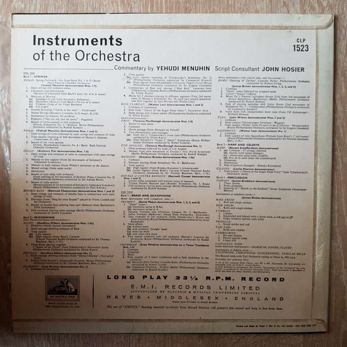 Yehudi Menuhin  Instruments Of The Orchestra   Vinyl LP Record - Very-Good+ Quality (VG+)