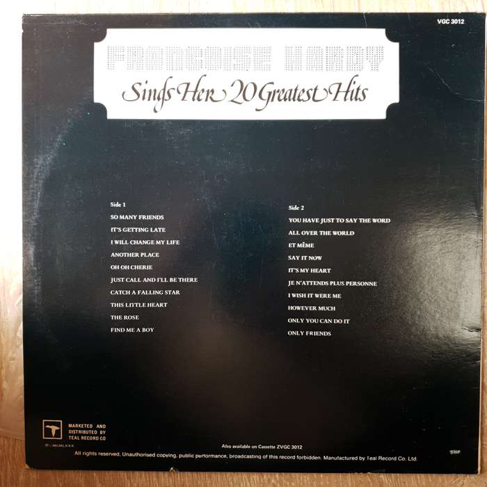Françoise Hardy  Sings Her 20 Greatest Hits -  Vinyl LP Record - Very-Good+ Quality (VG+)