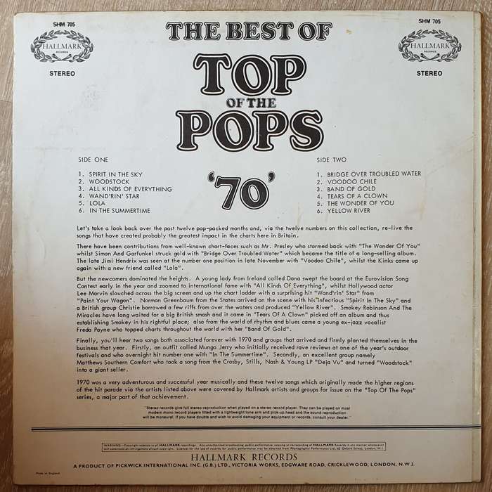 Top Of The Pops - Best of "70" - Vinyl LP Record - Opened  - Very-Good Quality (VG)