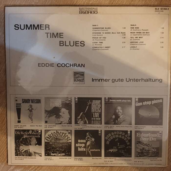 Eddie Cochran  Summertime Blues - Vinyl LP Record - Very-Good+ Quality (VG+)