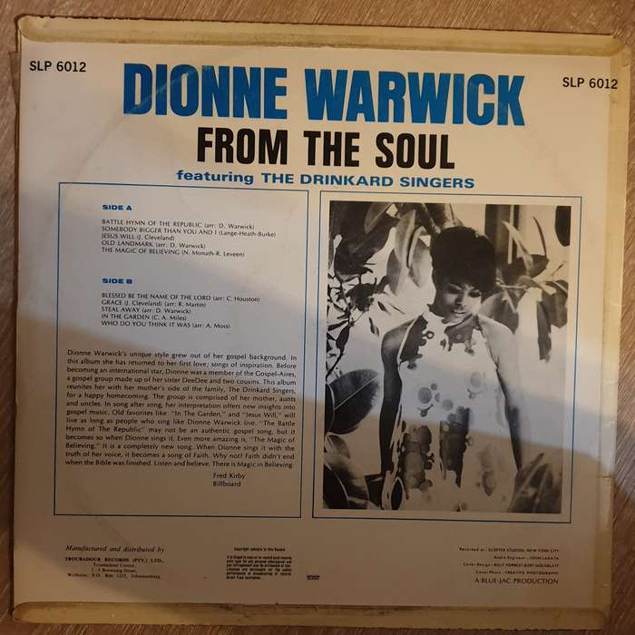 Dionne Warwick - From The Soul  -  Vinyl Record - Very-Good+ Quality (VG+)
