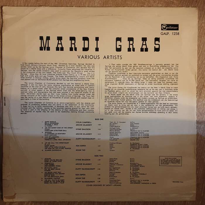 Mardi Gras Suid Afrika -  Vinyl Record - Very-Good+ Quality (VG+)