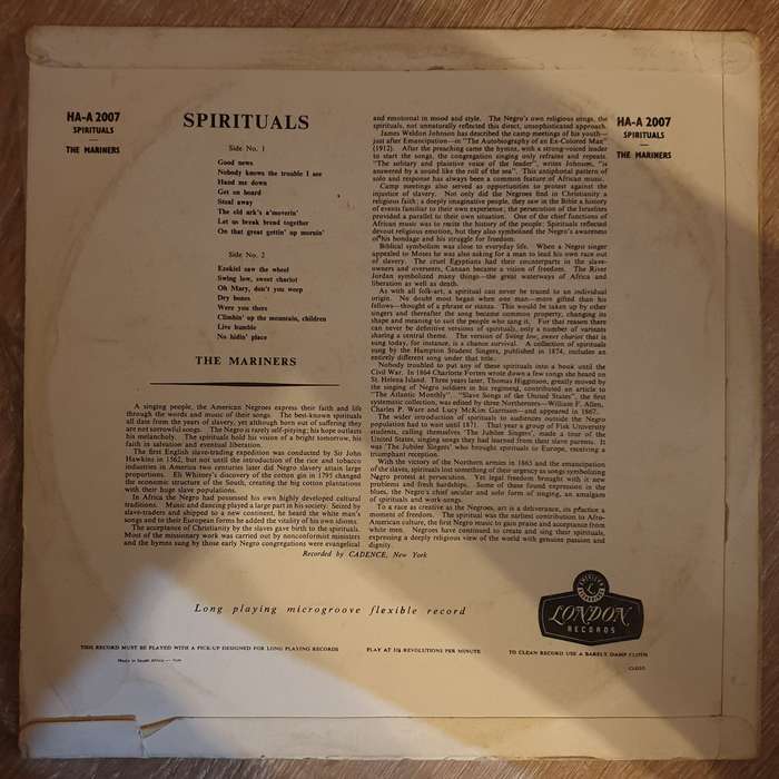 The Mariners  The Mariners Sing Spirituals - Vinyl LP Record - Opened  - Very-Good Quality ...