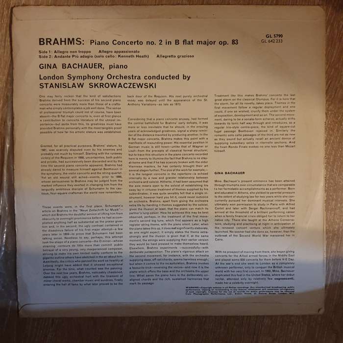 Brahms - Gina Bachauer And London Symphony Orchestra  Conducted By Stanislaw Skrowaczewski ...