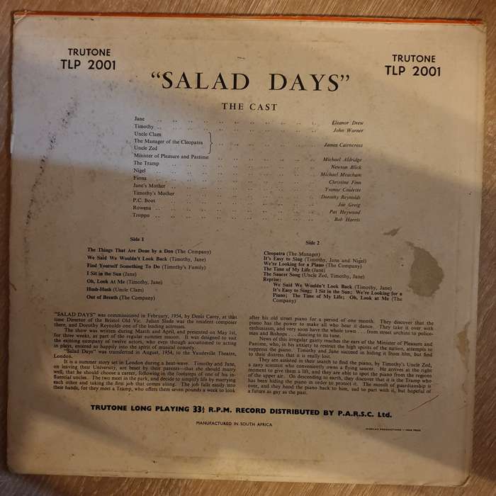 Salad Days - The Original West End Cast   Vinyl LP Record - Opened  - Good+ Quality (G+)