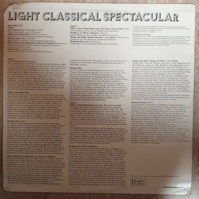 Light Classical Spectacular -  Vinyl LP Record  - Very-Good+ Quality (VG+)