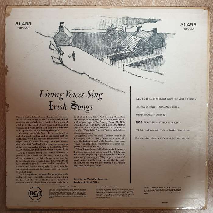Living Voices SIng Irish Songs -  Vinyl LP Record  - Very-Good+ Quality (VG+)
