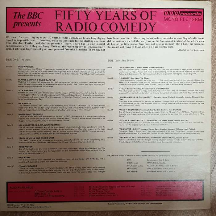 The BBC Presents Fifty Years Of Radio Comedy -  Vinyl LP Record - Very-Good+ Quality (VG+)