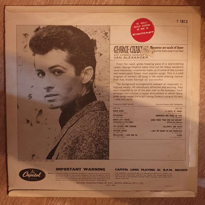 George Chakiris  Memories Are Made Of These -  Vinyl LP Record - Very-Good+ Quality (VG+)