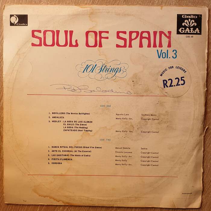 101 Strings  The Soul Of Spain - Volume 3 - Vinyl LP Record - Very-Good Quality (VG)
