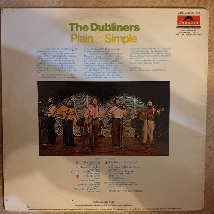 The Dubliners  Plain And Simple - Vinyl LP Record - Opened  - Very-Good+ Quality (VG+)