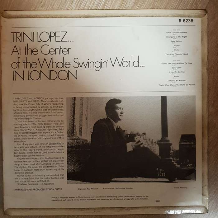 Trini Lopez in London -  Vinyl LP Record - Opened  - Good+ Quality (G)
