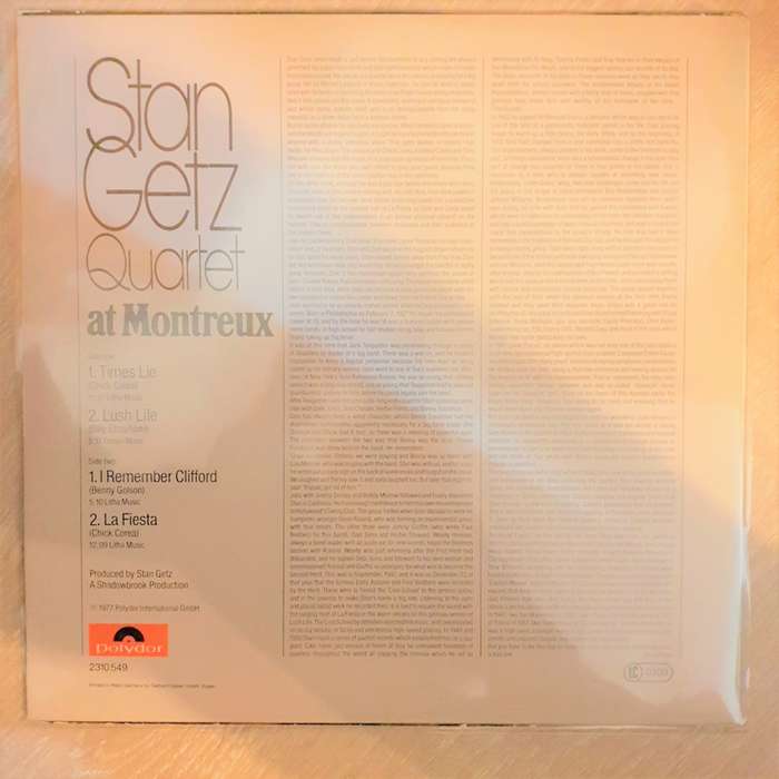 Stan Getz Quartet  At Montreux - Vinyl LP Record - Opened  - Very-Good+ Quality (VG+)