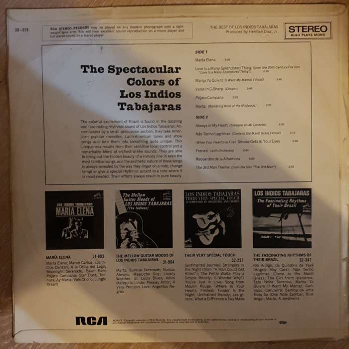 Los Indios Tabajaras  The Best Of - Vinyl LP Record - Opened  - Very-Good Quality (VG)