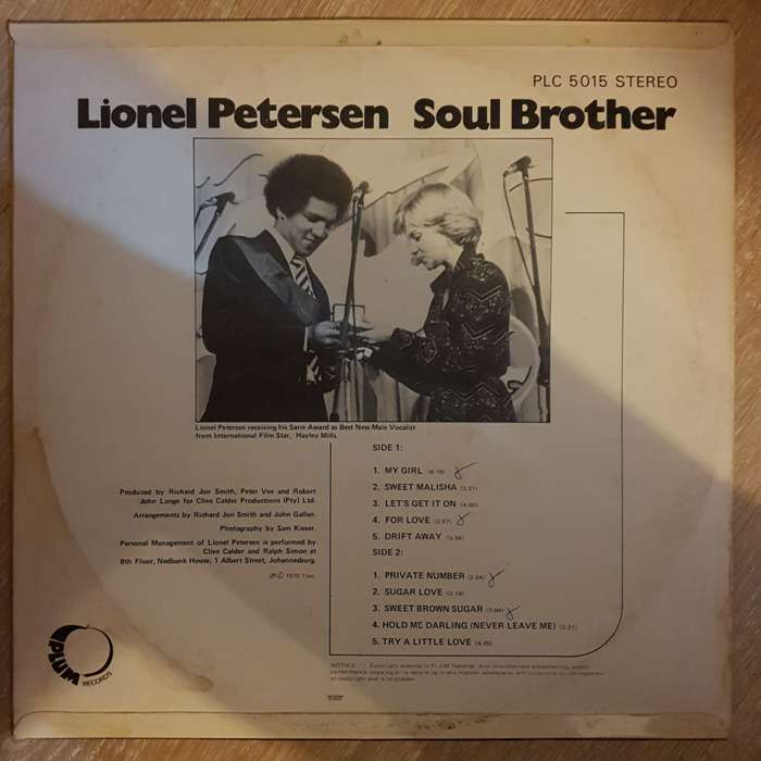 Lionel Petersen  Soul Brother - Vinyl LP Record - Opened  - Very-Good+ Quality (VG+)