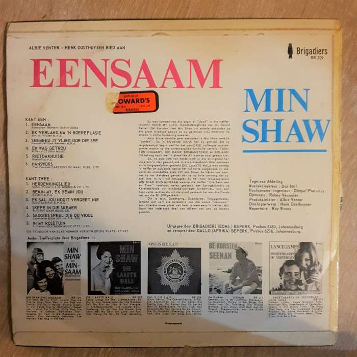 Min Shaw - Eensaam - SA Se Eerste 3D Omslag 3D Photo - Vinyl LP Record - Very-Good+ Quality (VG+)