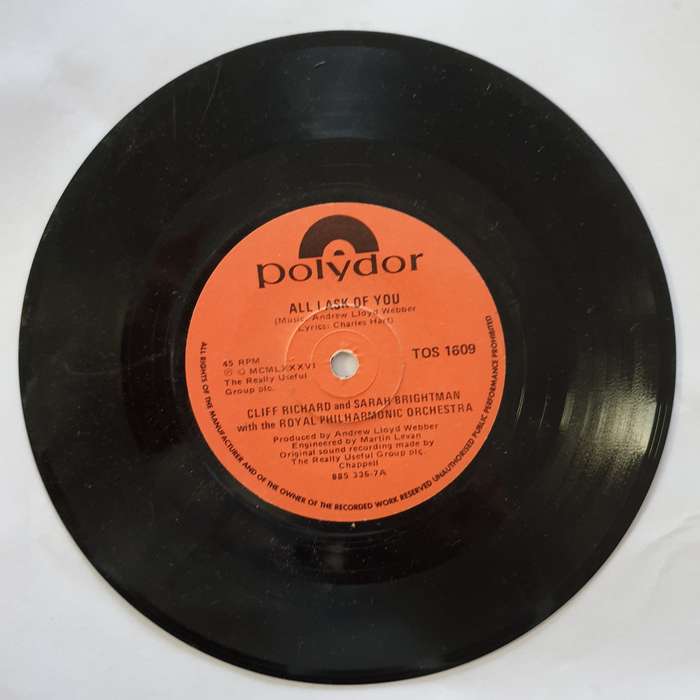 Cliff Richard, Sarah Brightman  All I Ask Of You - Vinyl 7" Record - Opened  - Good+ Qualit...