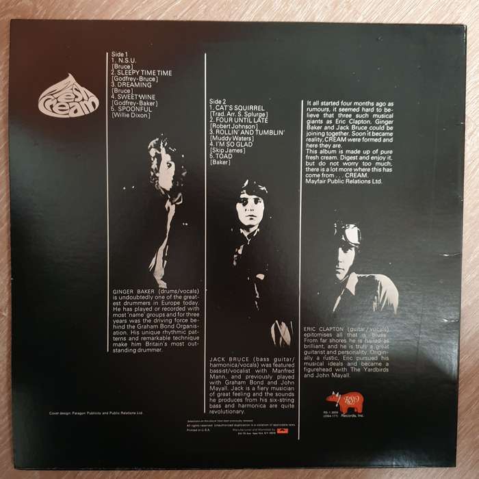 Cream  Fresh Cream - Vinyl LP Record - Opened  - Very-Good+ Quality (VG+)
