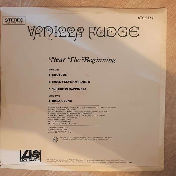Vanilla Fudge  Near The Beginning -  Vinyl LP Record - Very-Good+ Quality (VG+)