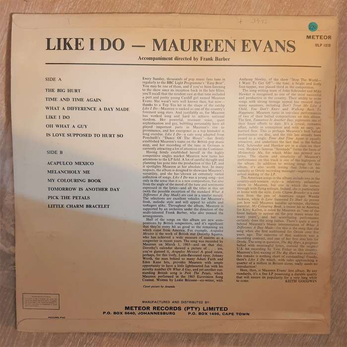 Maureen Evans  Like I Do - Vinyl LP Record - Opened  - Very-Good- Quality (VG-)
