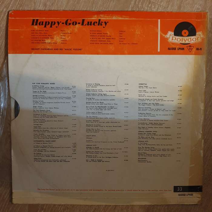 Helmut Zacharias And His "Magic Violins"  Happy-Go-Lucky - Vinyl LP Record - Opened  - Very...