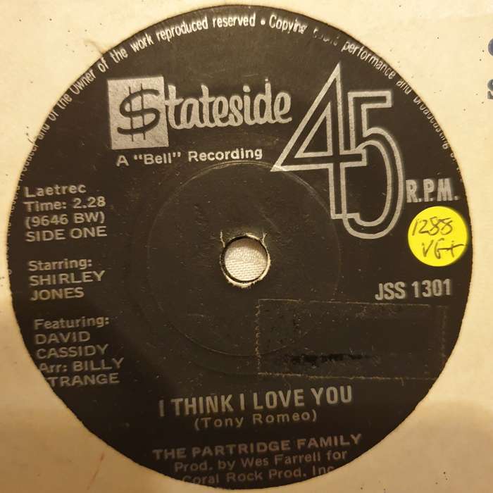 The Partridge Family  I Think I Love You - Vinyl 7" Record - Very-Good+ Quality (VG+)