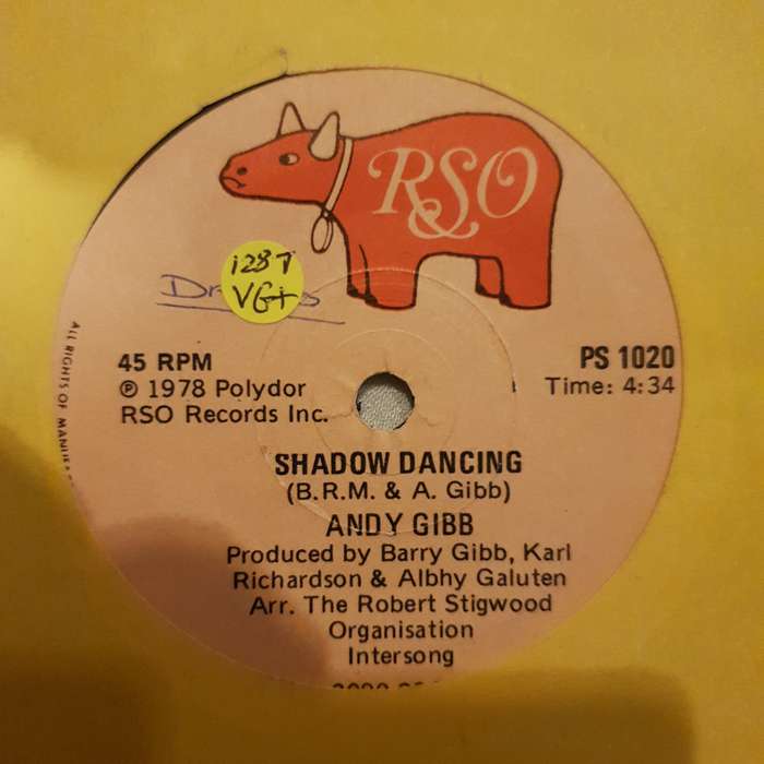 Andy Gibb  Shadow Dancing / Let It Be Me - Vinyl 7" Record - Very-Good+ Quality (VG+)