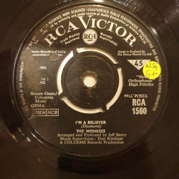 The Monkees  I'm A Believer - Vinyl 7" Record - Opened  - Good+ Quality (G+)