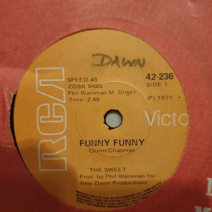 The Sweet  Funny Funny  - Vinyl 7" Record - Opened  - Very-Good Quality (VG)