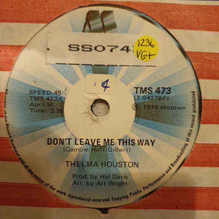 Thelma Houston  Don't Leave Me This Way - Vinyl 7" Record - Very-Good+ Quality (VG+)