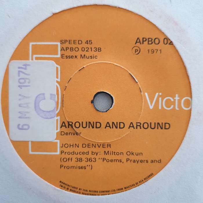 John Denver  Sunshine On My Shoulders - Vinyl 7" Record - Very-Good+ Quality (VG+)