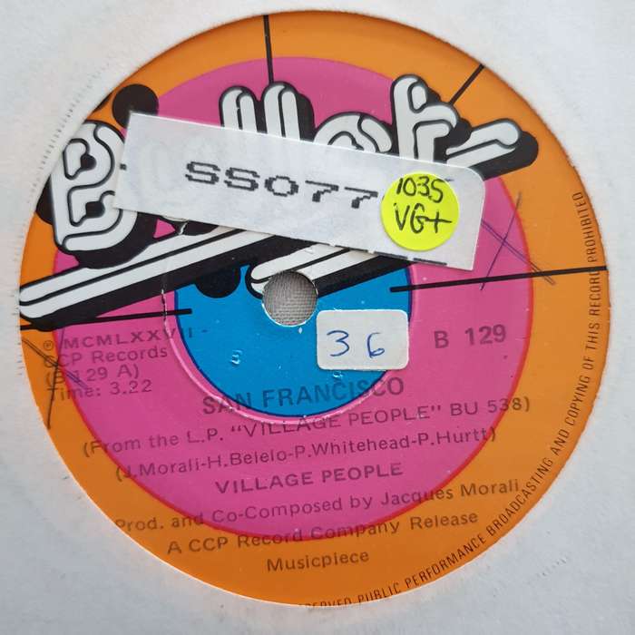 Village People  San Francisco - Vinyl - 7" Record - Very-Good+ Quality (VG+)(DLB)