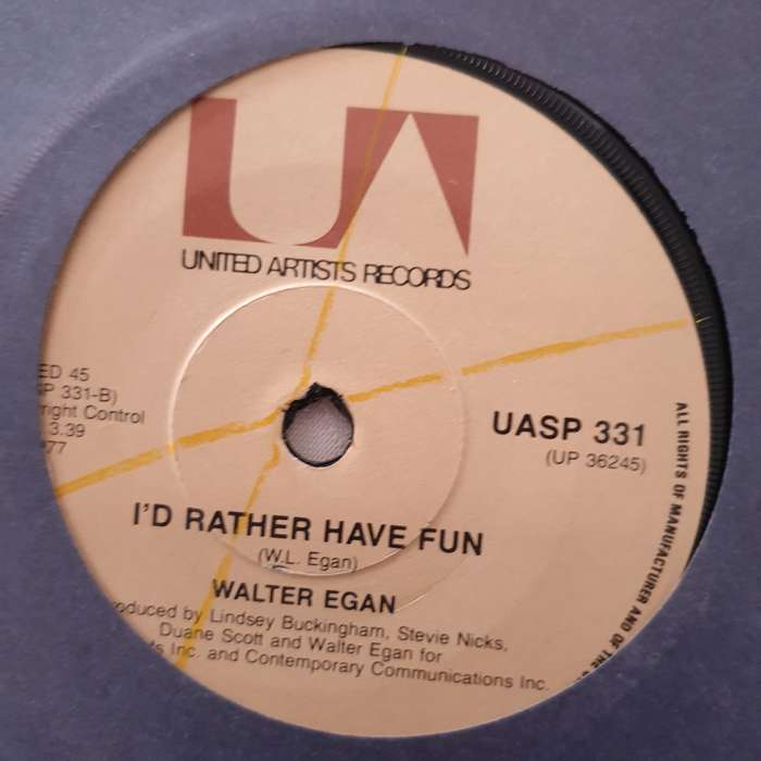 Walter Egan  Only The Lucky - Vinyl 7" Record - Very-Good+ Quality (VG+)
