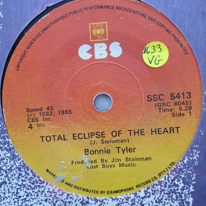 Bonnie Tyler  Total Eclipse Of The Heart - Vinyl 7" Record - Opened  - Very-Good Quality (VG)