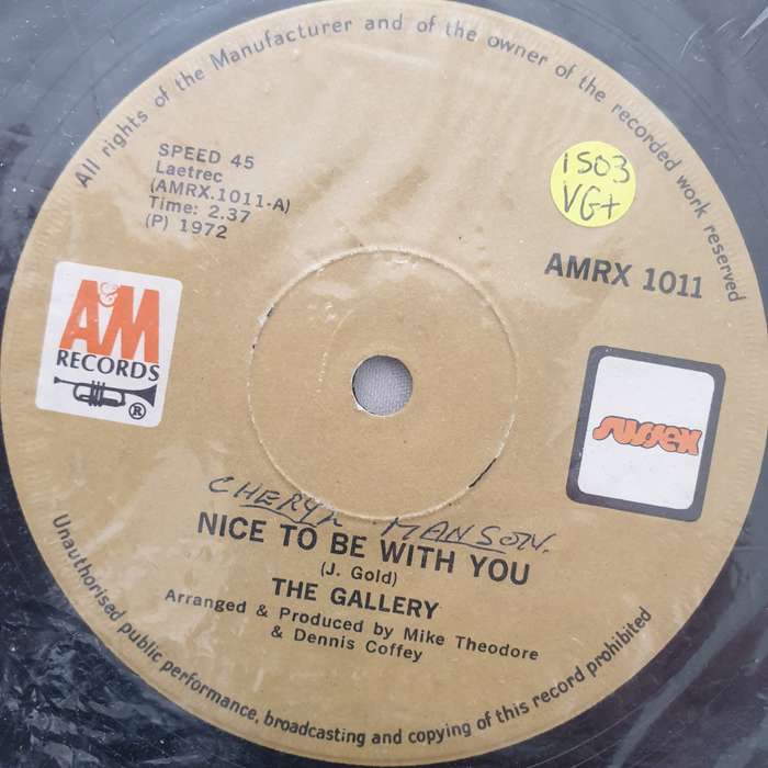 The Gallery  Nice To Be With You - Vinyl 7" Record - Very-Good+ Quality (VG+)