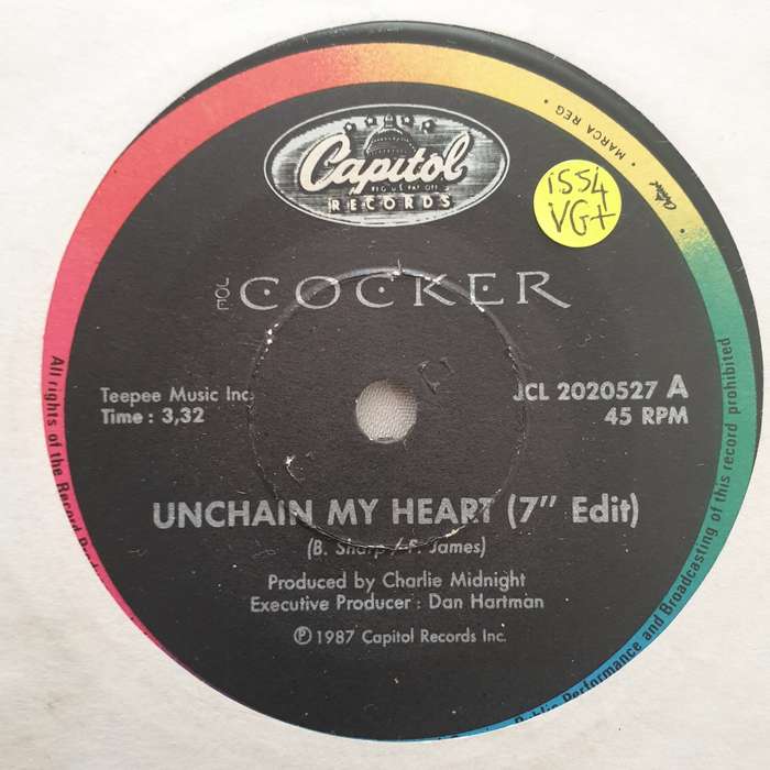 Joe Cocker  Unchain My Heart - Vinyl 7" Record - Very-Good+ Quality (VG+)