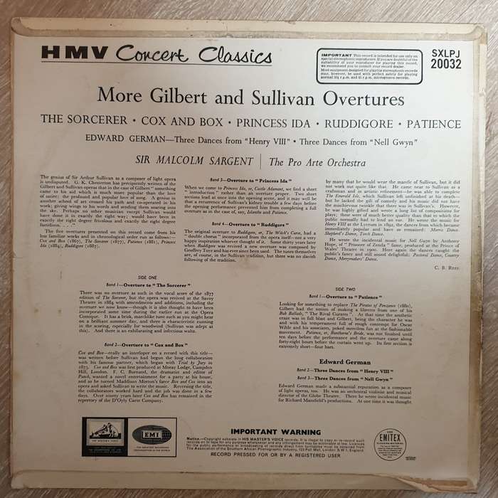 Gilbert & Sullivan  - More Gilbert & Sullivan Overtures   Vinyl LP Record - Opened  - Good+...