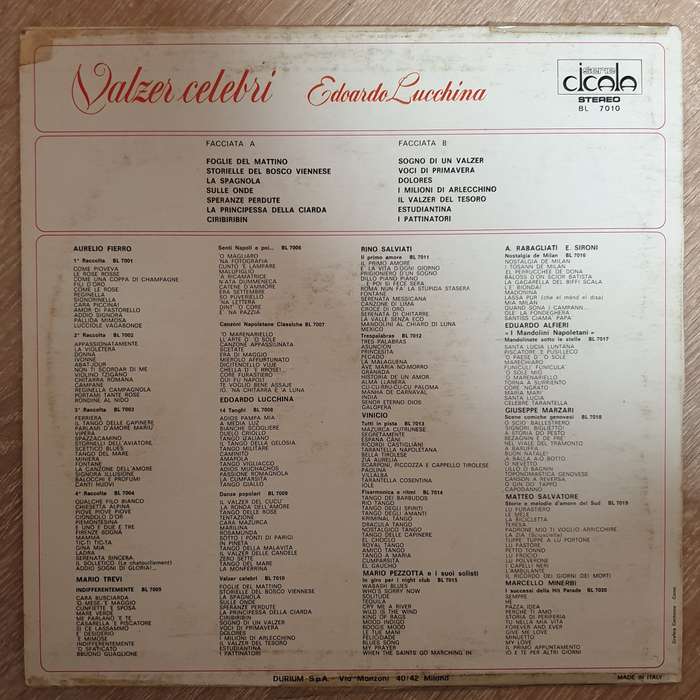 Edoardo Lucchina  Valzer Celebri -  Vinyl LP Record - Opened  - Very-Good+ Quality (VG+)