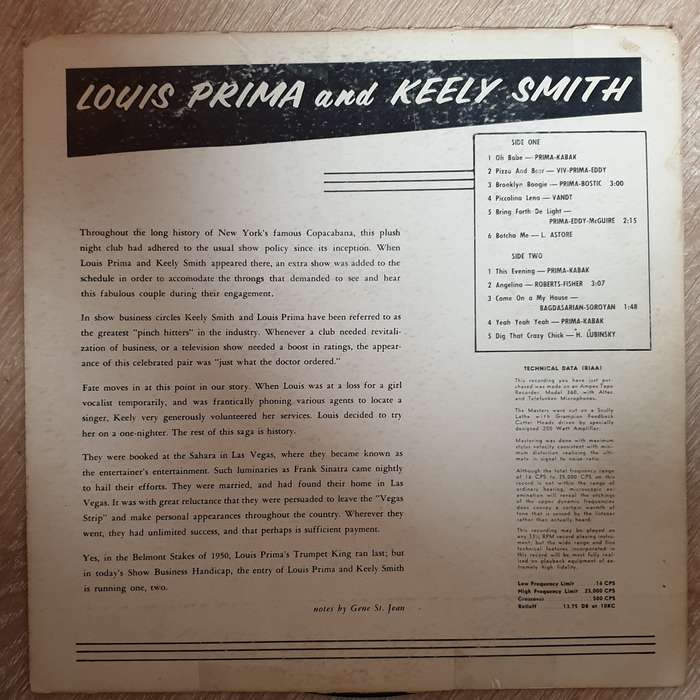 Louis Prima & Keely Smith - The Best Ofi  Vinyl LP Record - Opened  - Good+ Quality (G+)