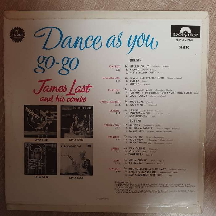 James Last And His Combo  Dance As You Go-Go - Vinyl LP Record - Opened  - Very-Good Qualit...