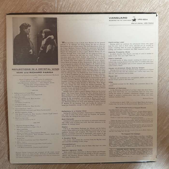 Richard & Mimi Farina - Reflections In A Crystal Wind -  Vinyl LP Record - Very-Good+ Quality (VG+)
