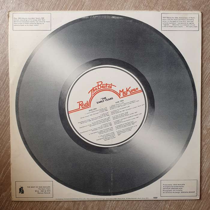 Rod McKuen  The Best Of Rod McKuen - The Early Years -   Vinyl LP Record - Very-Good+ Quali...