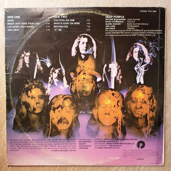 Deep Purple  Burn - Vinyl LP Record - Very-Good+ Quality (VG+)
