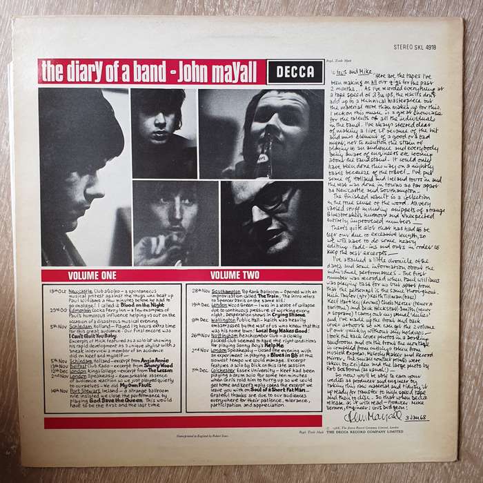 John Mayall  The Diary Of A Band (Volume One) (UK) -  Vinyl LP Record - Very-Good+ Quality ...