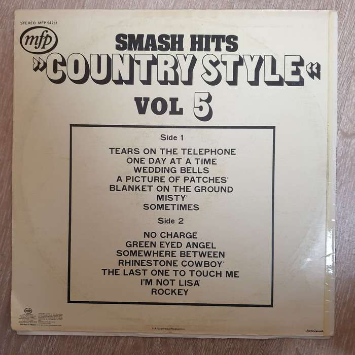 Smash Hits Country Style - Original Hits - Vol 5   Vinyl LP Record - Very-Good+ Quality (VG+)